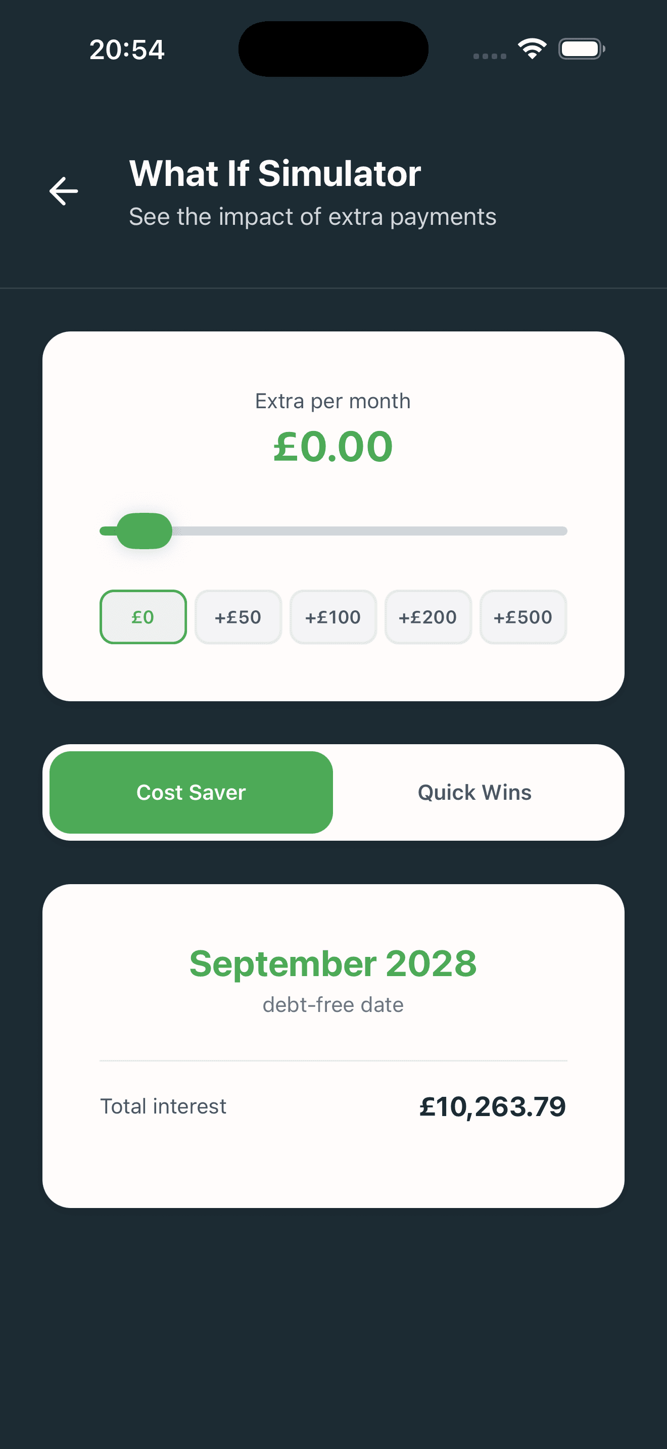 PennyWise What-If Simulator for extra payments